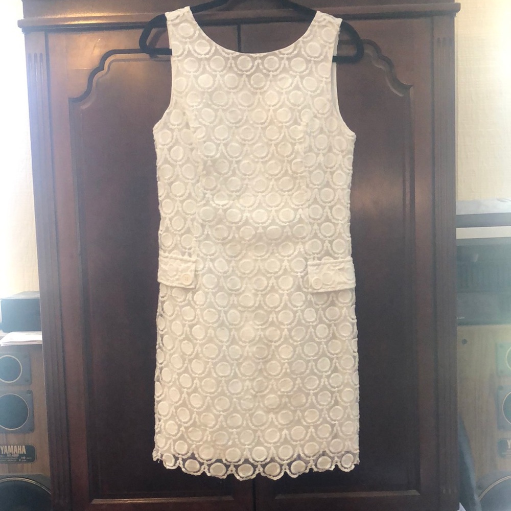 ICE White Summer Lace Summer Sleeveless Shift Dress SZ 10 R2